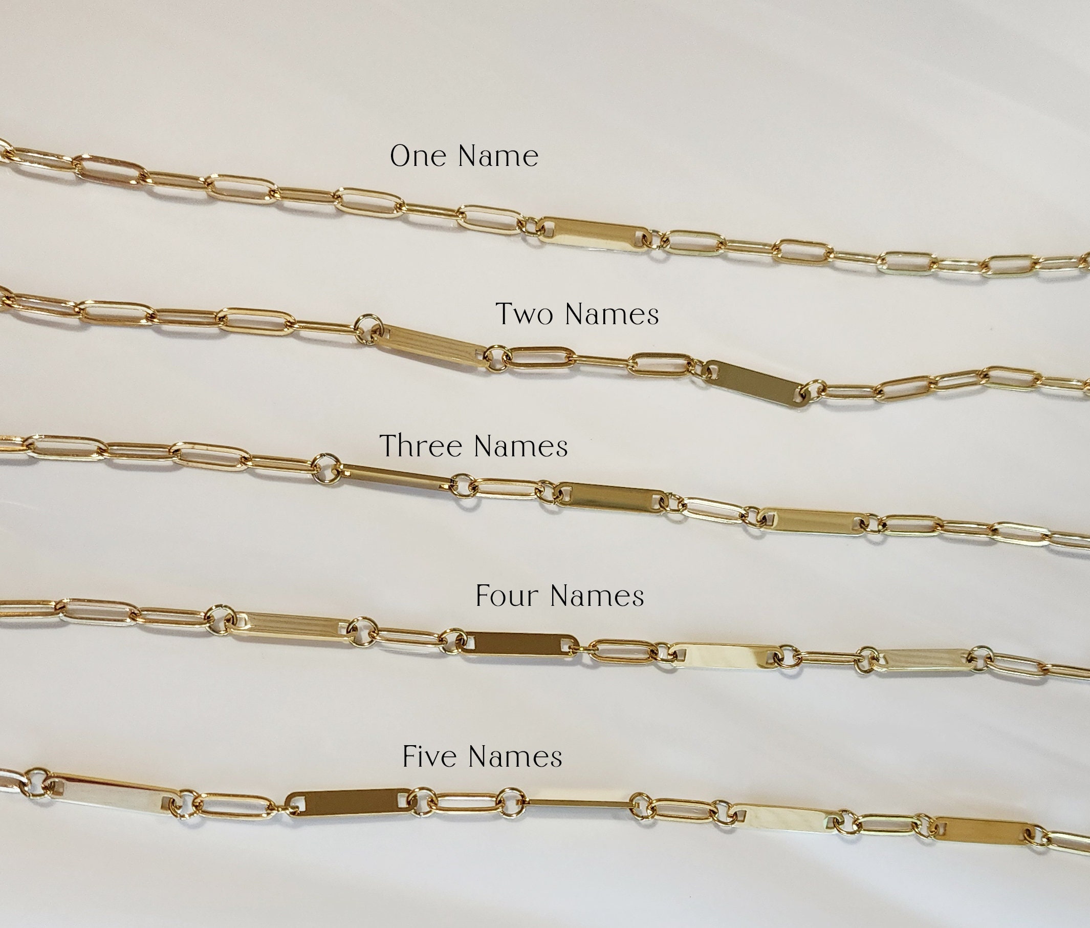 Custom Name Bracelet Stainless Steel Paperclip Chain Personalize Name Strip Bracelet Birthday Gift for Her