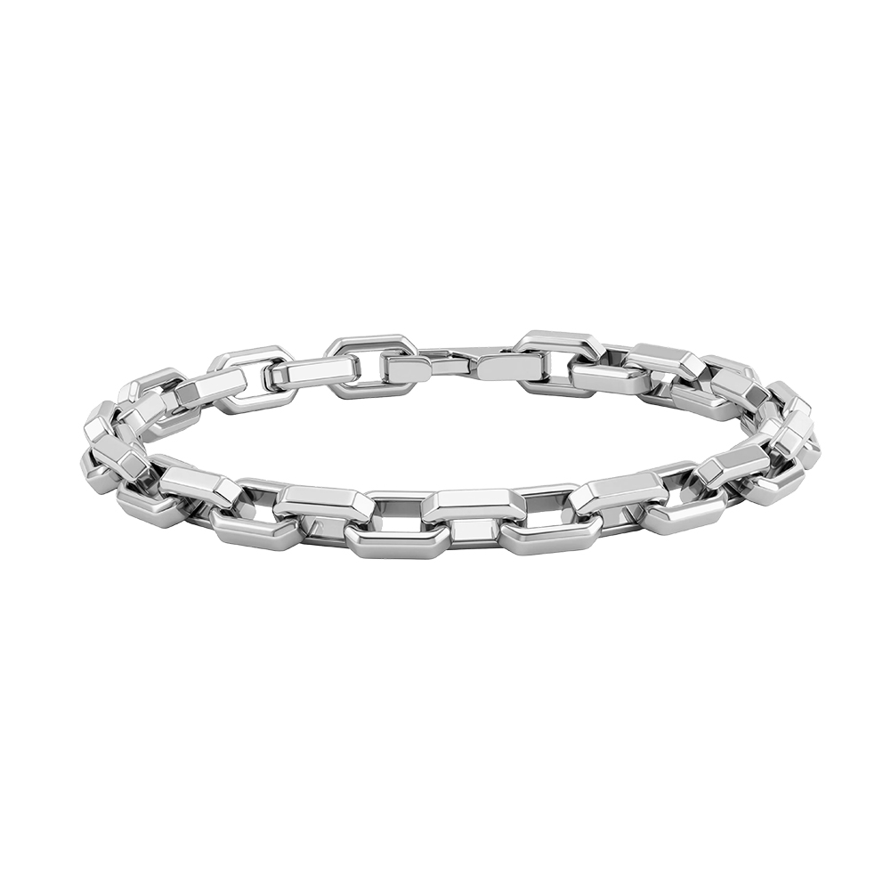 HTNCB05 6mm Rectangular Box Link Chain Bracelet 316 Stainless Steel Polished Wrist Jewelry for Men Women Multiple