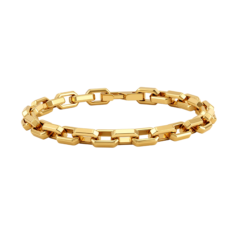 HTNCB05 6mm Rectangular Box Link Chain Bracelet 316 Stainless Steel Polished Wrist Jewelry for Men Women Multiple
