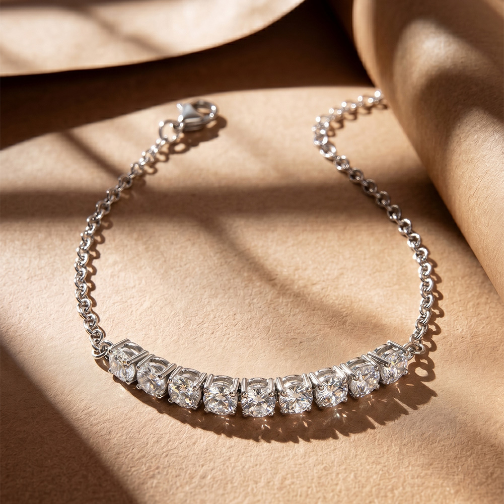 HTKB01 3mm Cubic Zirconia Inlay Handmade Adjustable Extended Chain 316 Stainless Steel Bracelet Wear Polished Bracelet