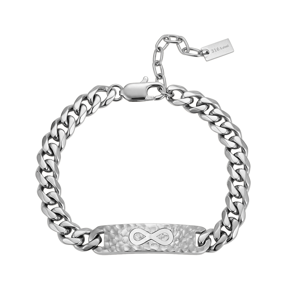 Hammered Infinity Cross Curb Chain Bracelet 316 Stainless Steel Gold Tone Perfect Polished Adjustable Chain Women Bracelets