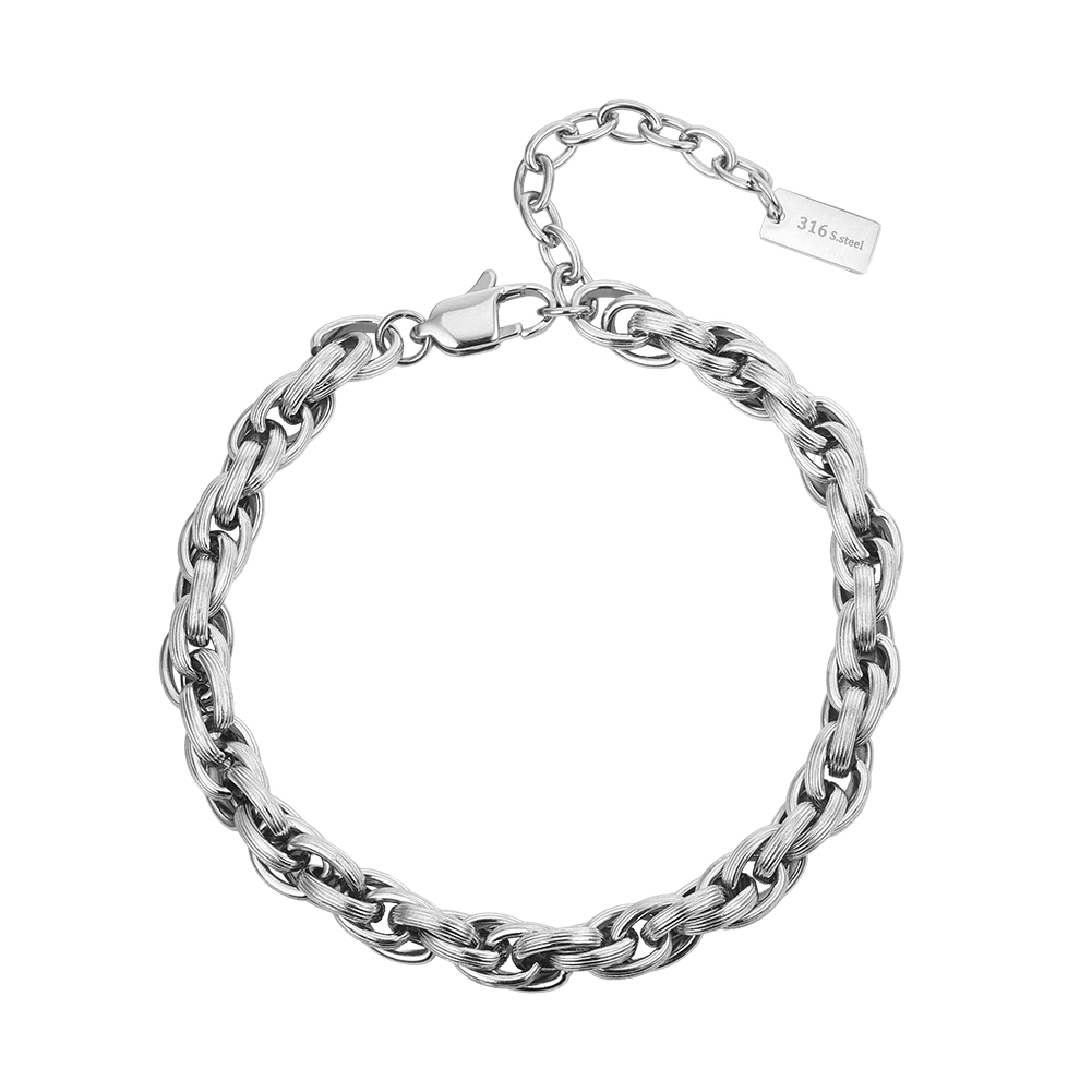Polished Chunky Twisted 316 Stainless Steel Gold Black Silver Men Bracelet for Trendy Daily Street Outfit Wearing
