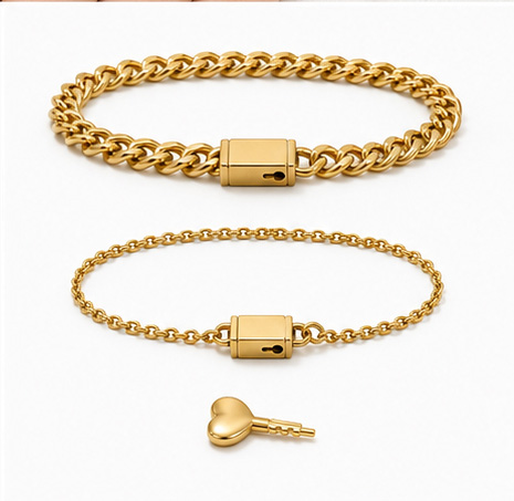 PL01 Two Tone Brushed Cuban 316 Stainless Steel Gold Tone Men Bracelet for Versatile Street Daily Outfit Comfort Wearing