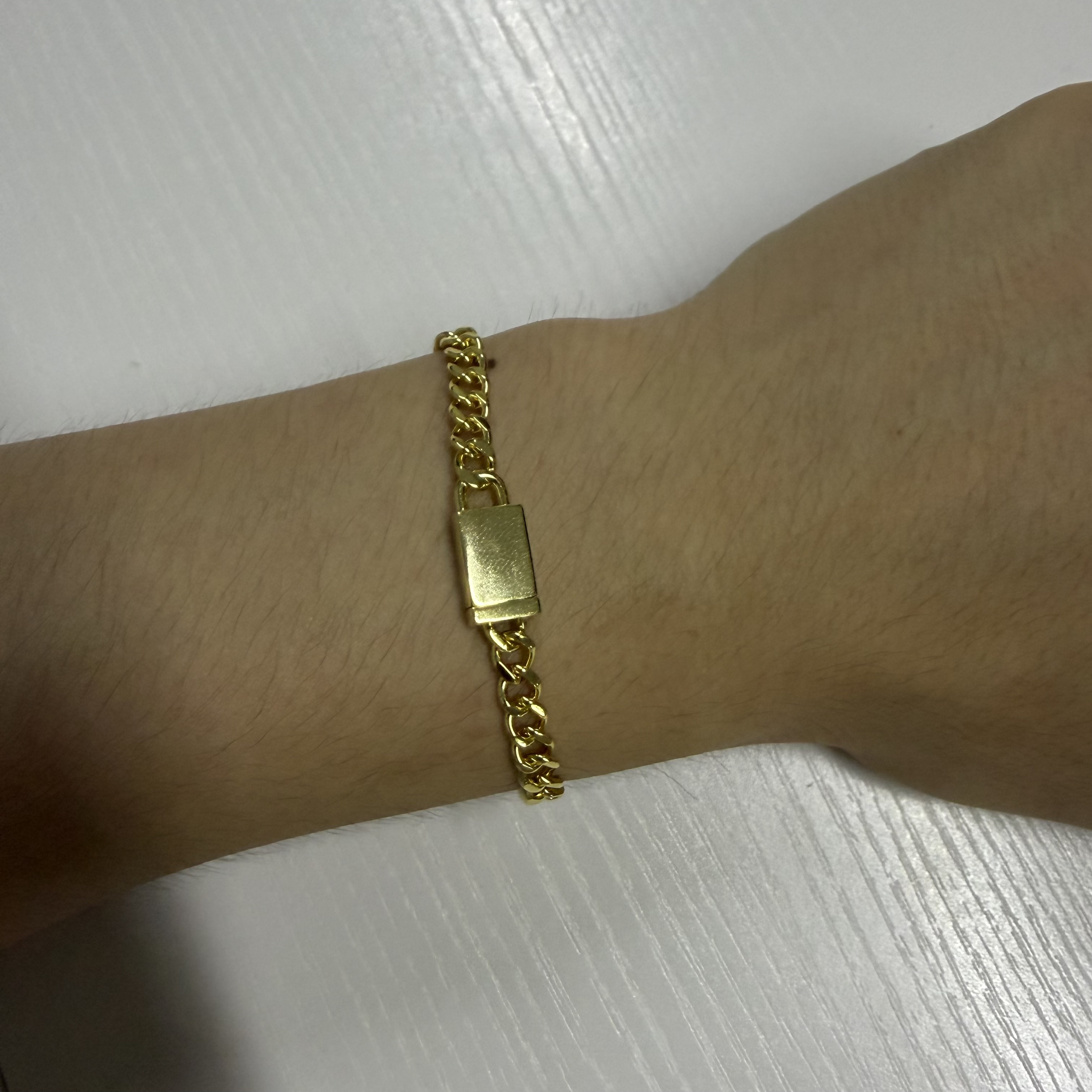 PL01 Two Tone Brushed Cuban 316 Stainless Steel Gold Tone Men Bracelet for Versatile Street Daily Outfit Comfort Wearing