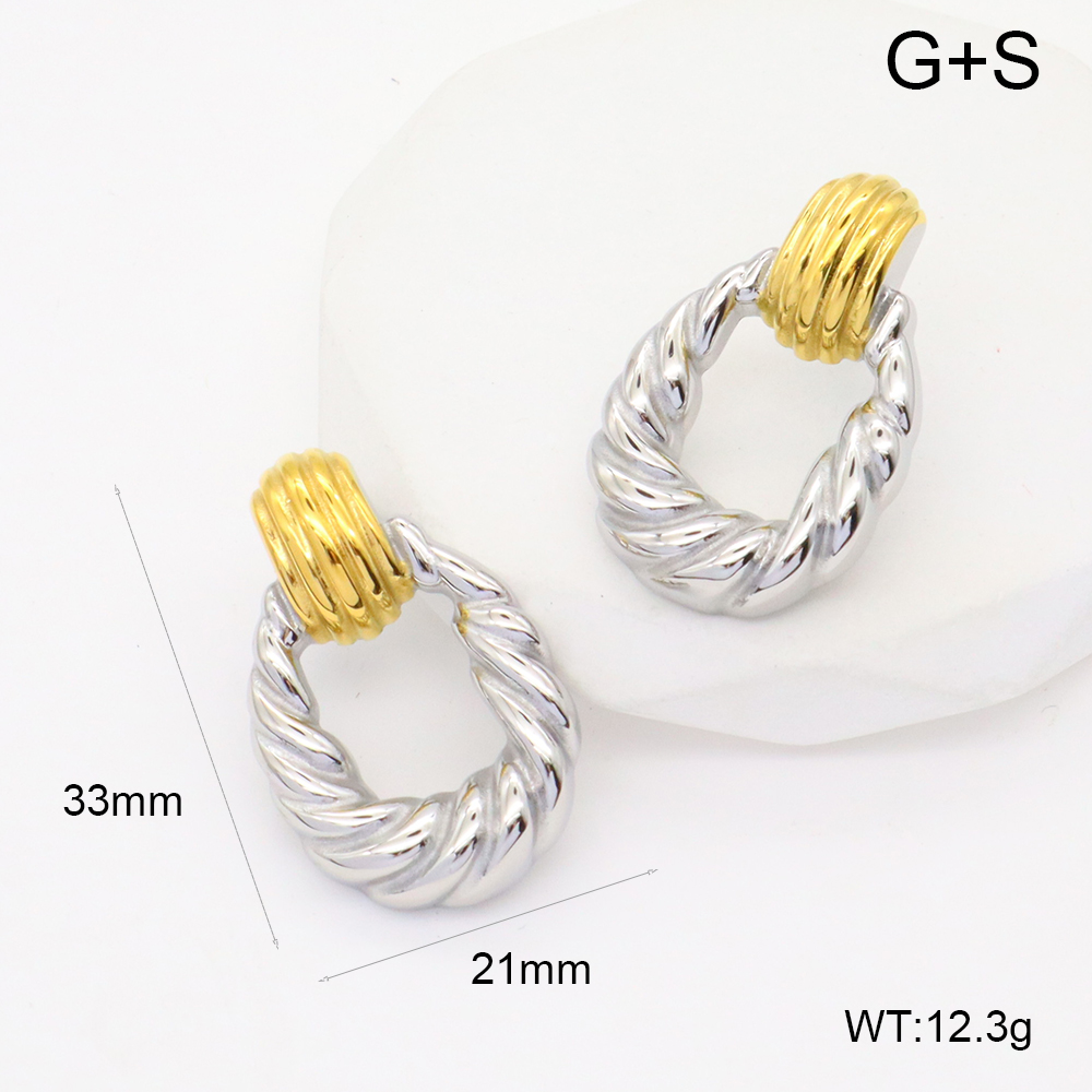 Powell Jewelry 18K Gold Plated Stainless Steel Stud Earrings Set Zircon Trendy Geometric Design Mixed Color Unisex Third Party