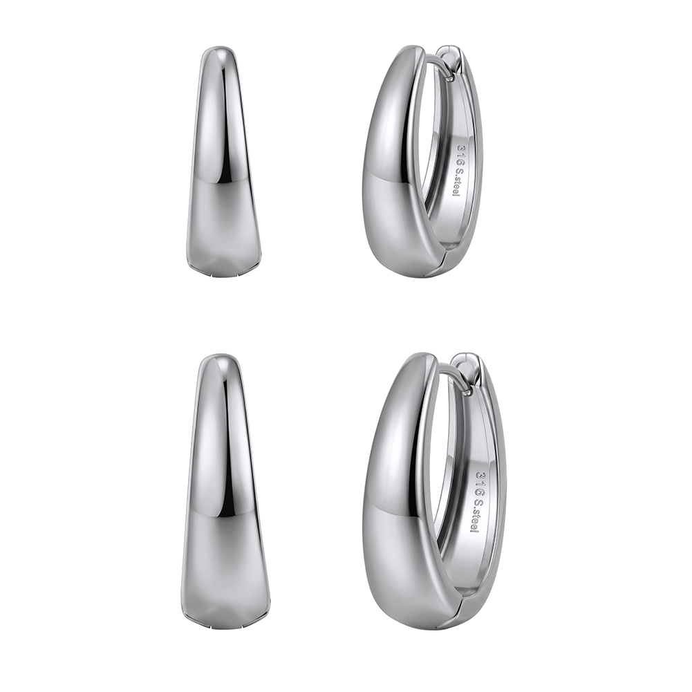 HTKE20 Classic Chunky Gold Hoop Earrings 316 Stainless Steel Non Tarnish Perfect Polished Simple Round Hoop Earrings Jewelry