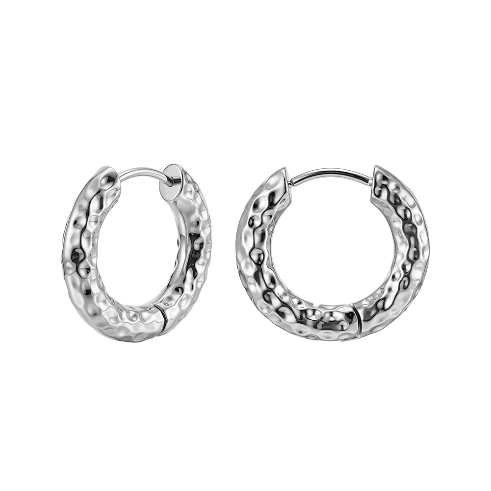 HTKE21 Textured Hammered Gold Circle Hoop Earrings 316 Stainless Steel Non Tarnish Fashion Jewelry for Women Daily Party