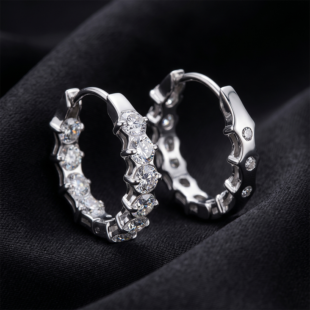 HTKE02 316 Stainless Steel Earrings Inlaid Sparkly Clear Cubic Zirconia 18mm Mini Hoop Handmade Lightweight Pierced Earring