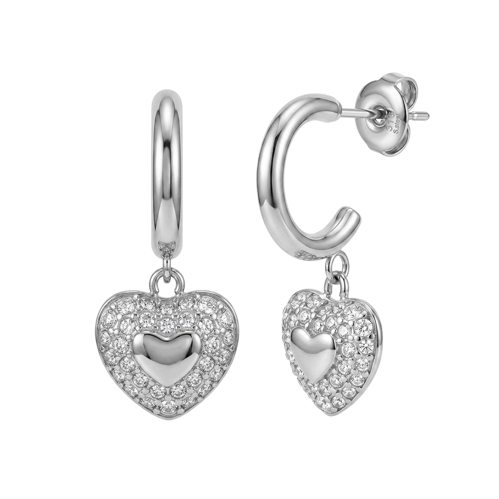 Vintage Heart Lock Rhinestone 316 Stainless Steel Gold Tone Women Huggie Earrings Romantic Daily Party Outfit Comfort Wearing