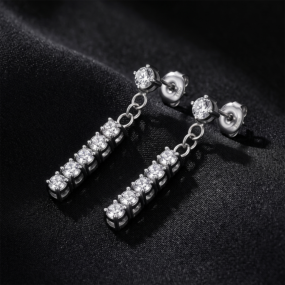 Shiny Round 5A Zircon Drop 316 Stainless Steel Gold Tone Women Dangle Earrings for Elegant Daily Styling