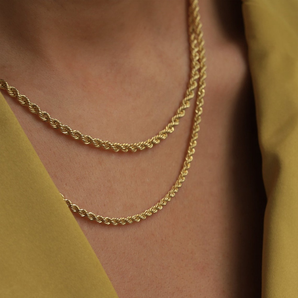 Stainless Steel Woman Jewelry Large Twist Chain Thick Rope Chain Trendy Chain Necklace