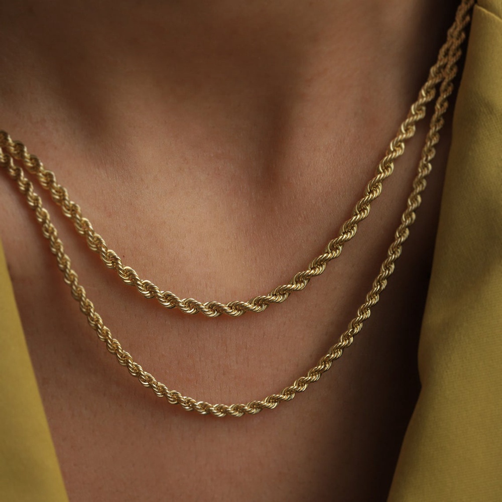 Stainless Steel Woman Jewelry Large Twist Chain Thick Rope Chain Trendy Chain Necklace