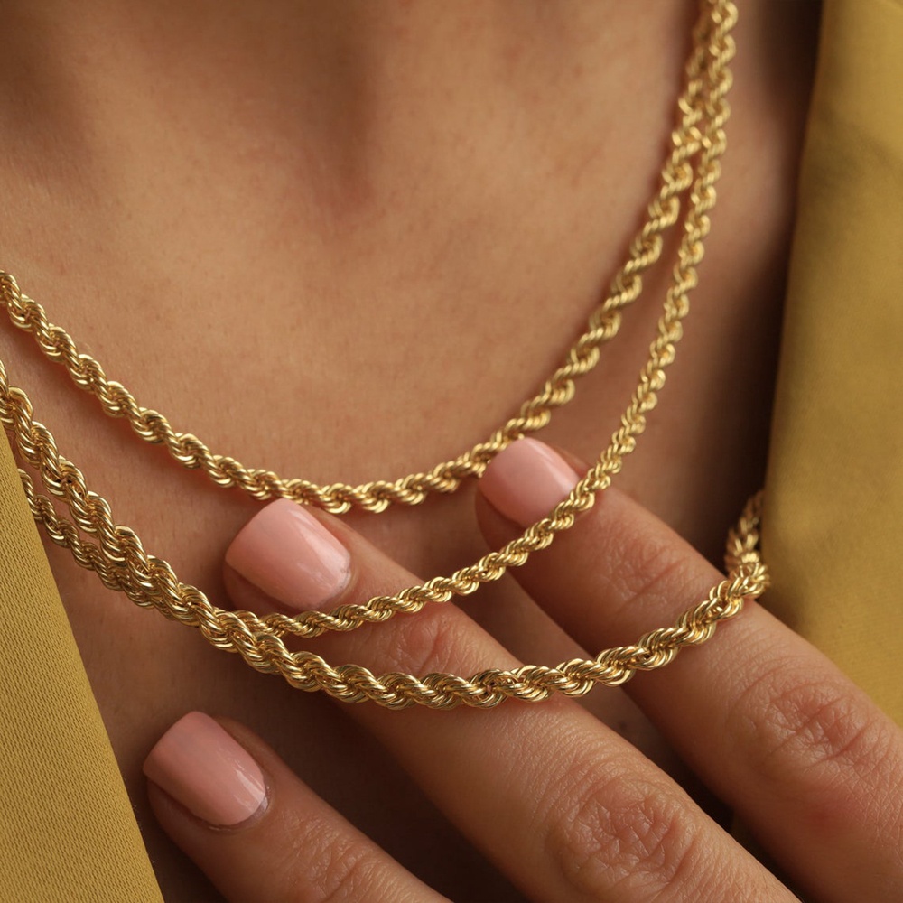 Stainless Steel Woman Jewelry Large Twist Chain Thick Rope Chain Trendy Chain Necklace