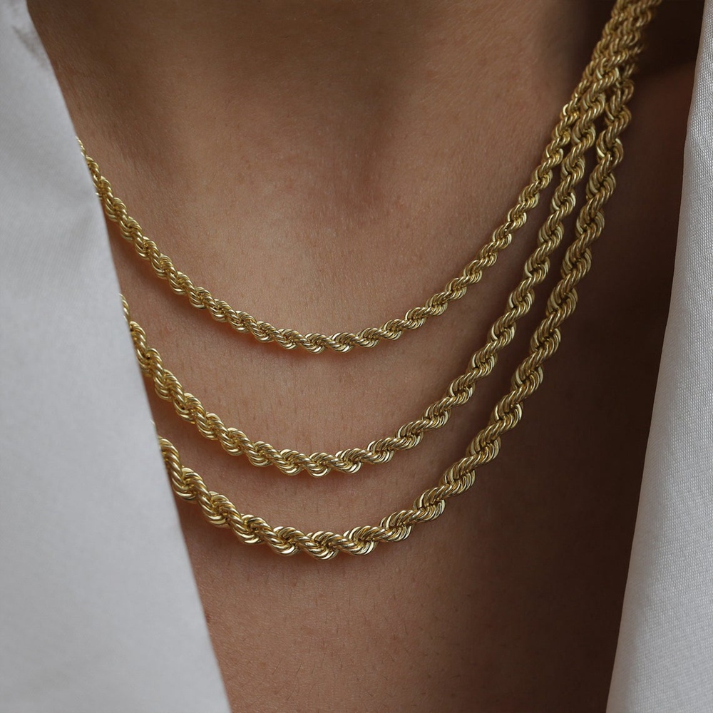 Stainless Steel Woman Jewelry Large Twist Chain Thick Rope Chain Trendy Chain Necklace