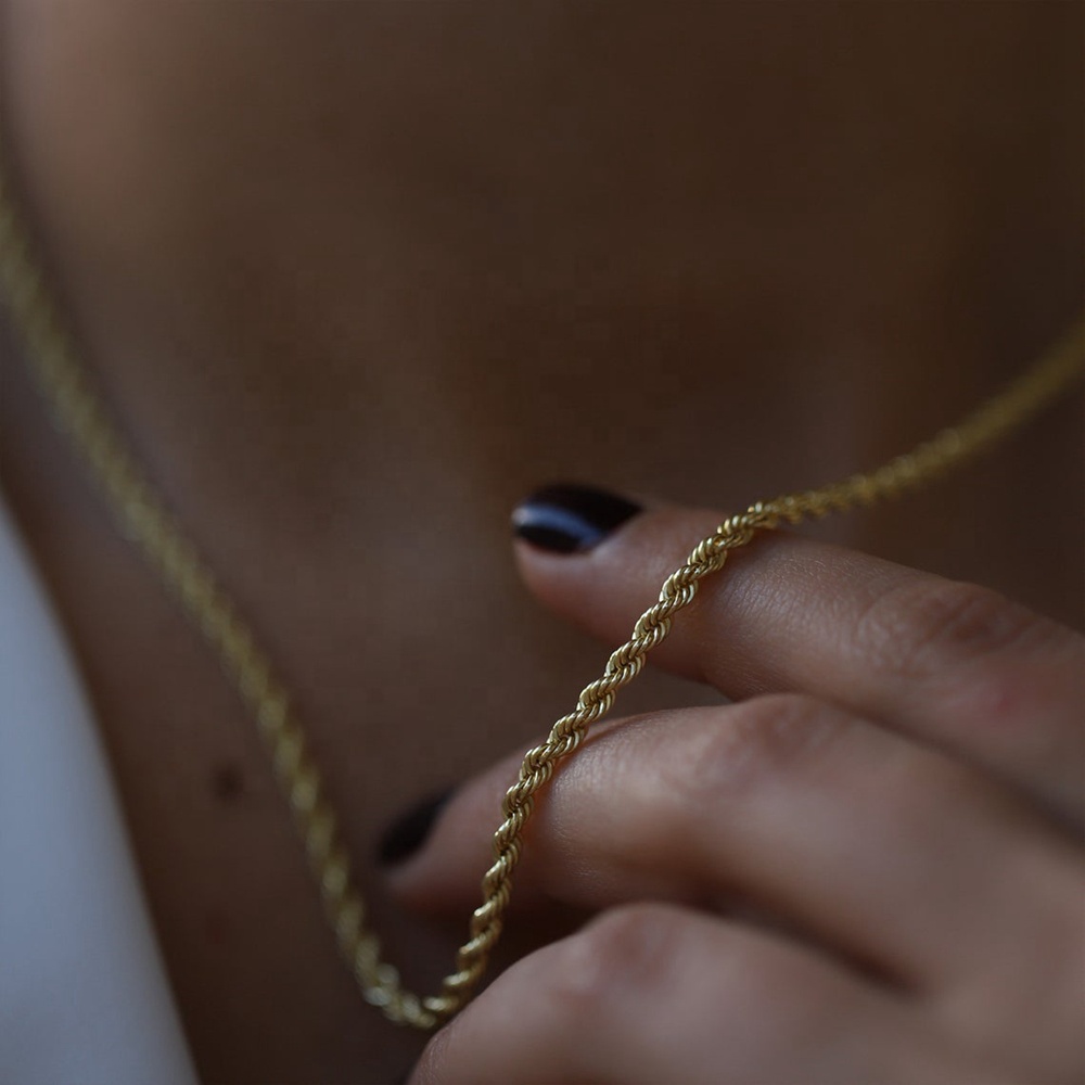 Stainless Steel Woman Jewelry Large Twist Chain Thick Rope Chain Trendy Chain Necklace