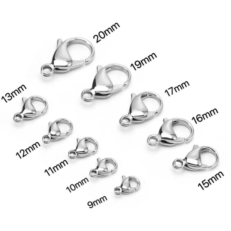 ELITE High Quality 316L Stainless Steel DIY Jewelry Lobster Clasp 18K Gold Plated 9/10/11/12/13/15mm Finding Necklace Bracelet