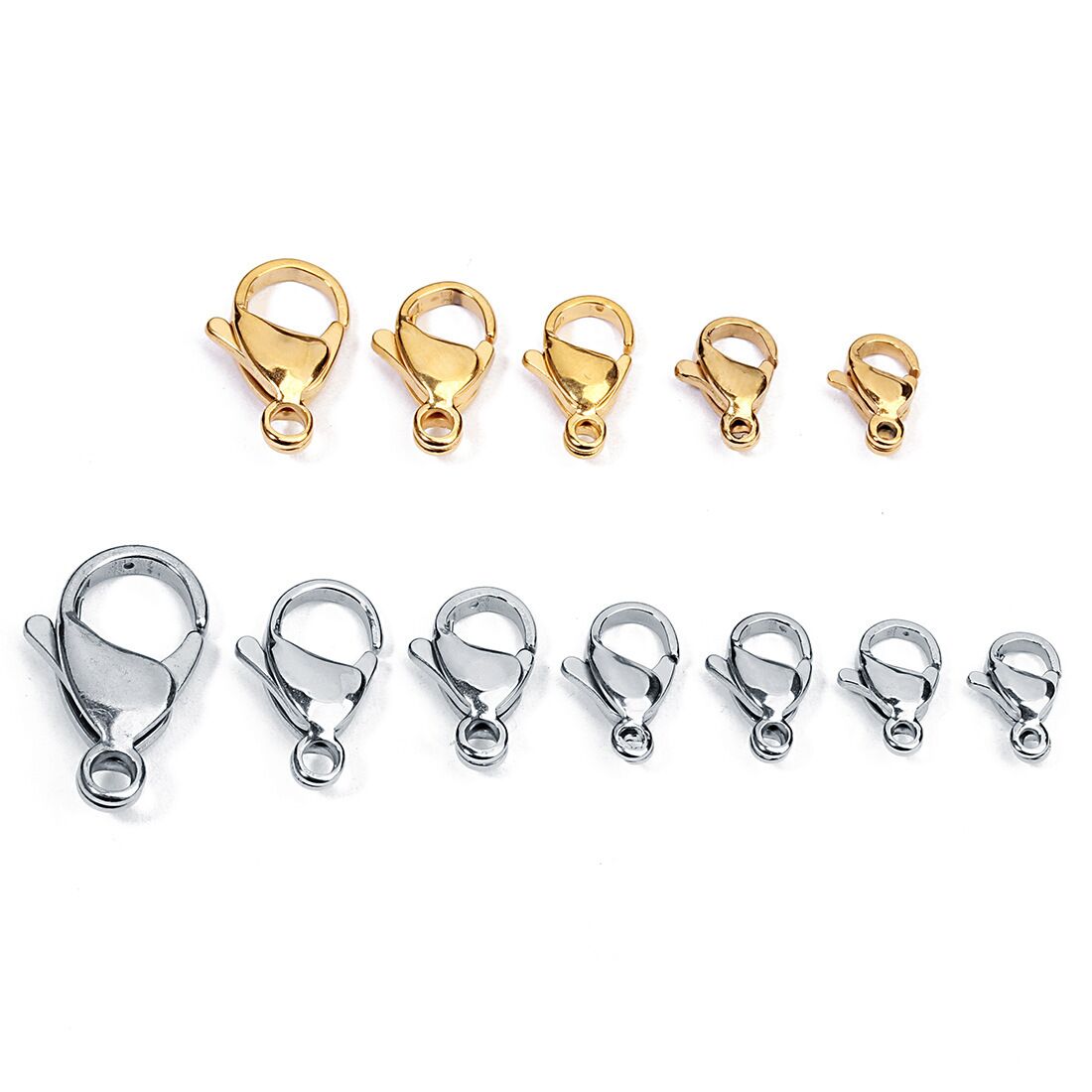 ELITE High Quality 316L Stainless Steel DIY Jewelry Lobster Clasp 18K Gold Plated 9/10/11/12/13/15mm Finding Necklace Bracelet