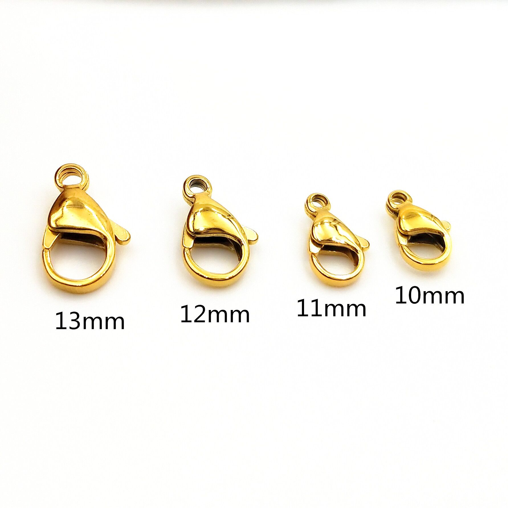 ELITE High Quality 316L Stainless Steel DIY Jewelry Lobster Clasp 18K Gold Plated 9/10/11/12/13/15mm Finding Necklace Bracelet