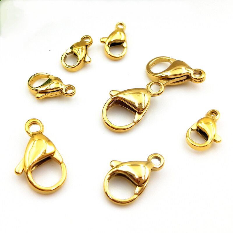 ELITE High Quality 316L Stainless Steel DIY Jewelry Lobster Clasp 18K Gold Plated 9/10/11/12/13/15mm Finding Necklace Bracelet