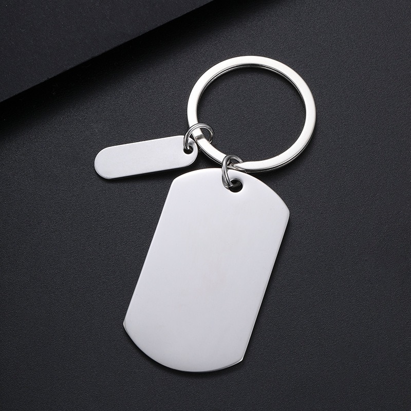 Customized Fashion Simple Stainless Steel Small Strip Pendant Keychain Holiday Gift Metal Keychain for Men Women