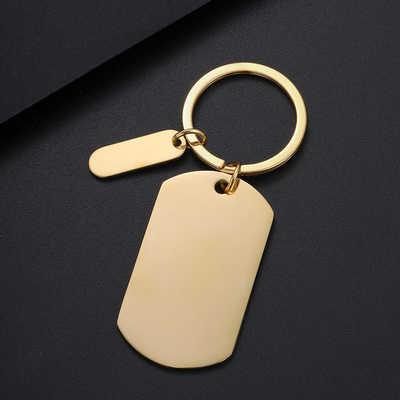 Customized Fashion Simple Stainless Steel Small Strip Pendant Keychain Holiday Gift Metal Keychain for Men Women