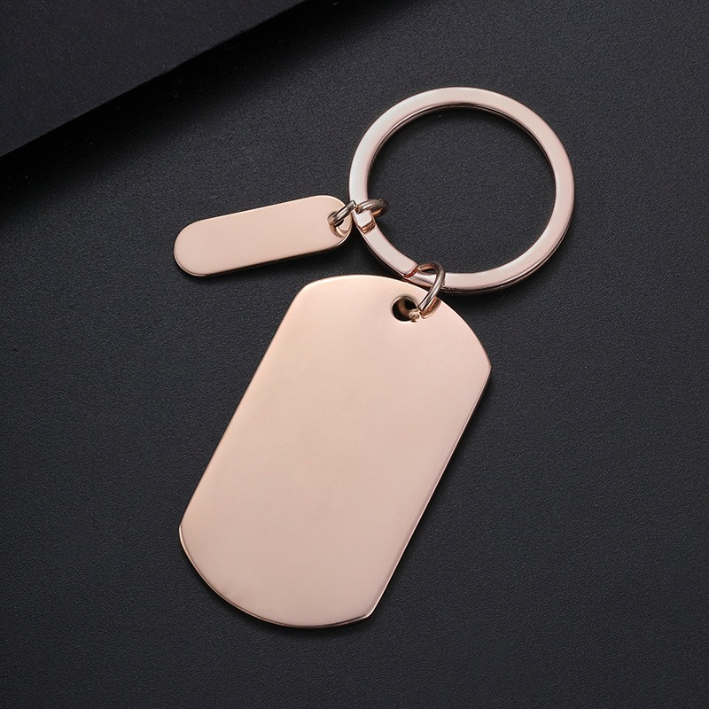 Customized Fashion Simple Stainless Steel Small Strip Pendant Keychain Holiday Gift Metal Keychain for Men Women
