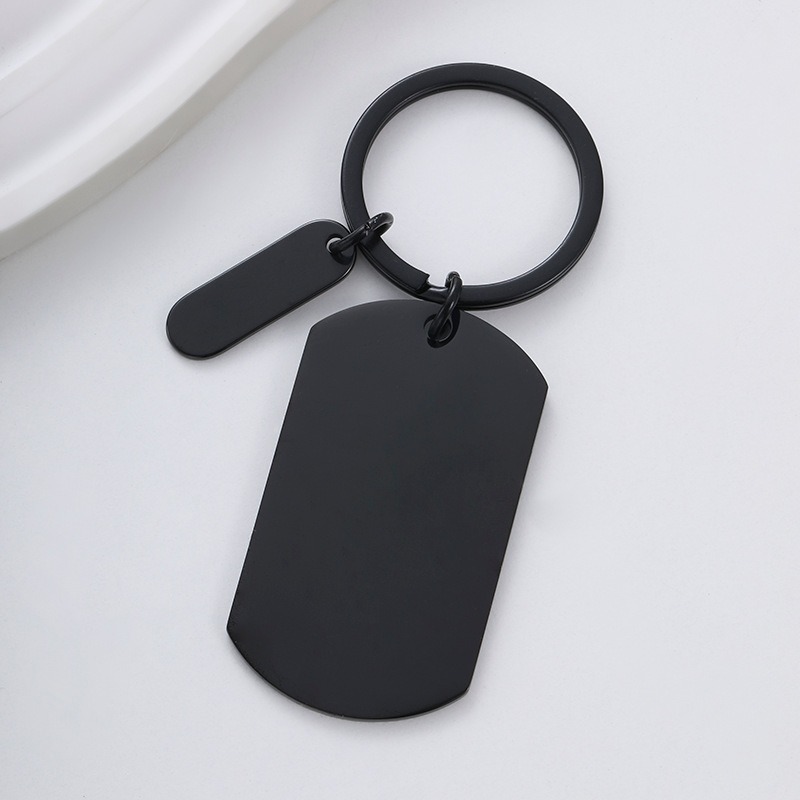 Customized Fashion Simple Stainless Steel Small Strip Pendant Keychain Holiday Gift Metal Keychain for Men Women