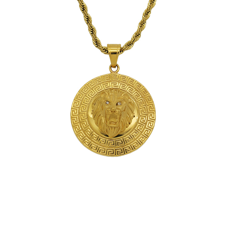 Custom Wholesale 2025 Hot Selling Lion Head Necklace Pendant Tarnish Free 18K Pvd Gold Plated Stainless Steel Jewelry