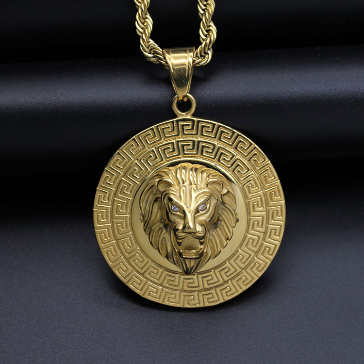 Custom Wholesale 2025 Hot Selling Lion Head Necklace Pendant Tarnish Free  18K Pvd Gold Plated Stainless Steel Jewelry