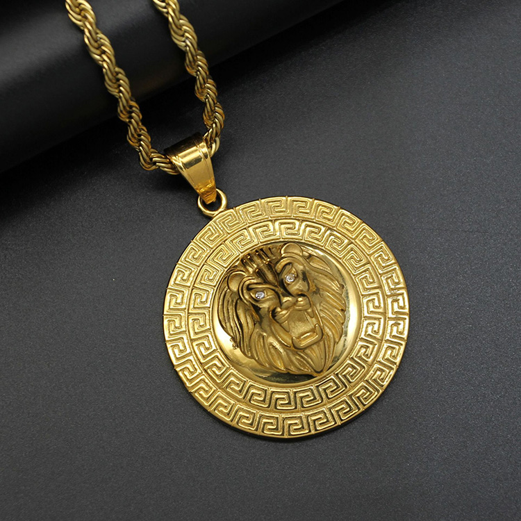 Custom Wholesale 2025 Hot Selling Lion Head Necklace Pendant Tarnish Free  18K Pvd Gold Plated Stainless Steel Jewelry