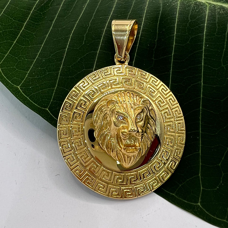 Custom Wholesale 2025 Hot Selling Lion Head Necklace Pendant Tarnish Free  18K Pvd Gold Plated Stainless Steel Jewelry