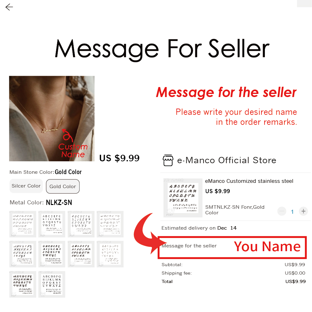 EManco Necklace Custom Script Name Pendant Cable Chain Personalized Daily Fashion Birthday Anniversary Festival Gift Jewelry
