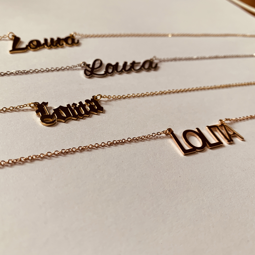 EManco Necklace Custom Script Name Pendant Cable Chain Personalized Daily Fashion Birthday Anniversary Festival Gift Jewelry