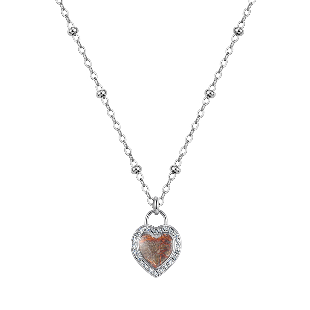 Vintage Resin Heart Rhinestone 316 Stainless Steel Gold Tone Women Necklace for Romantic Daily Party Wear