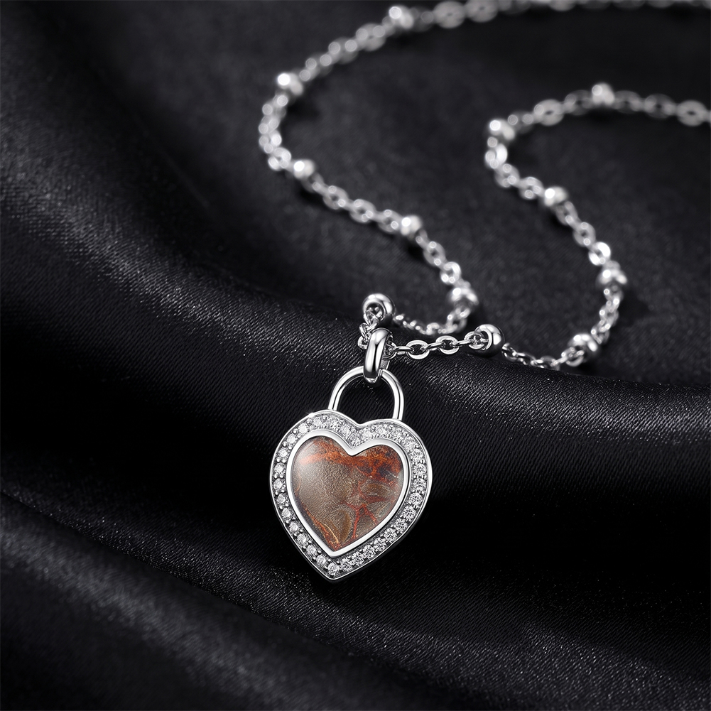Vintage Resin Heart Rhinestone 316 Stainless Steel Gold Tone Women Necklace for Romantic Daily Party Wear