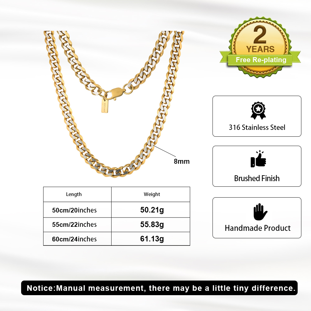 HTNCC03 316 Stainless Steel Box Chain Necklace Anti Tarnish Perfect Polished Fashion Necklaces for Men Women