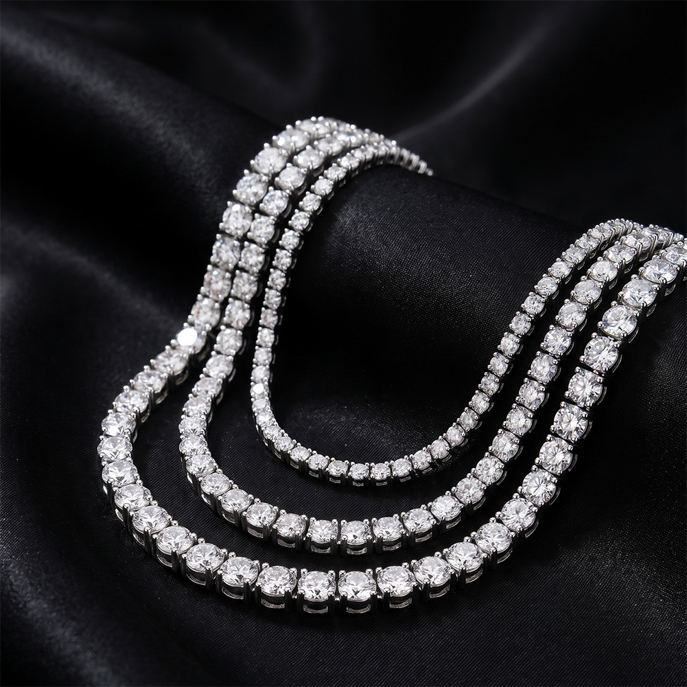 Multi Size Tennis Zircon 316 Stainless Steel Gold Tone Unisex Necklace for Versatile Daily Styling Continuous Luxurious Sparkle