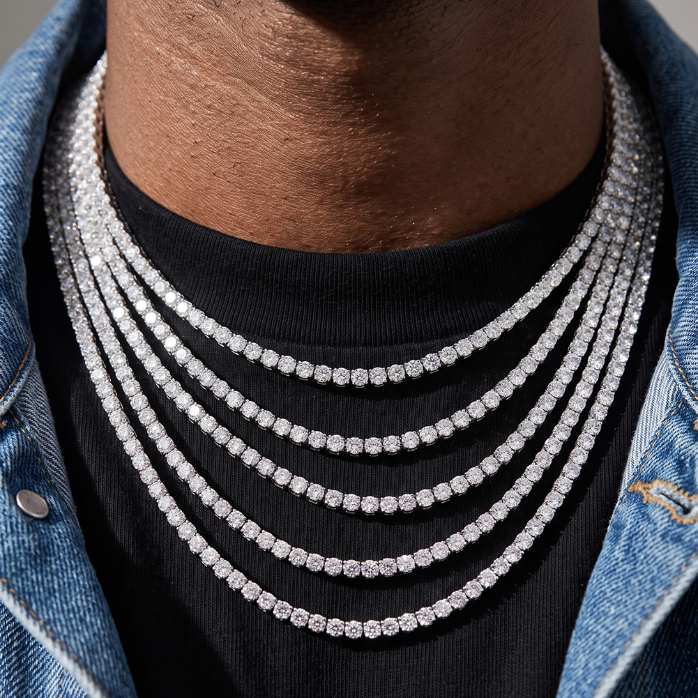 Multi Size Tennis Zircon 316 Stainless Steel Gold Tone Unisex Necklace for Versatile Daily Styling  Continuous Luxurious Sparkle